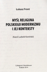 Ł. Front, Myśl religijna polskiego modernizmu i jej konteksty (Karol Ludwik Koniński)