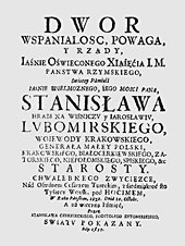 S.Czerniecki, Dwor, wspaniałość, powaga [...] Stanisława Lubomirskiego (opr.W.Walecki)